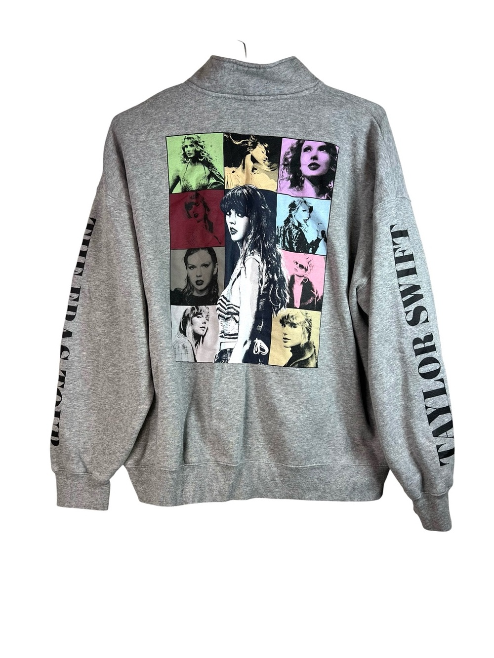 Taylor Swift The Eras Tour Quarter Zip Pullover Gray Sweatshirt Womens Size L